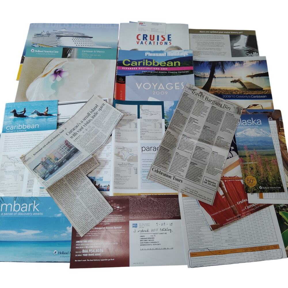 Caribbean Cruises Travel Ephemera Lot 2009-2010 Advertisements - Multi-color
